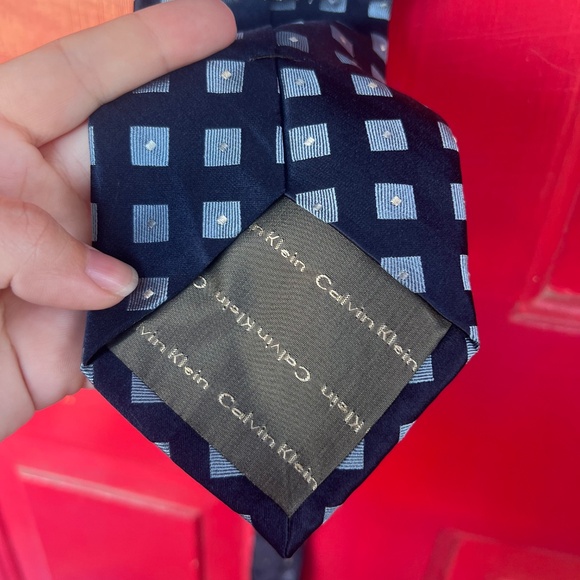 Calvin Klein Blue Square Tie Dress Attire Formal Wear - Picture 5 of 5